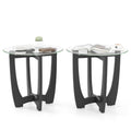 Glass Round End Table Set of 2, 23.5" Black O8119
