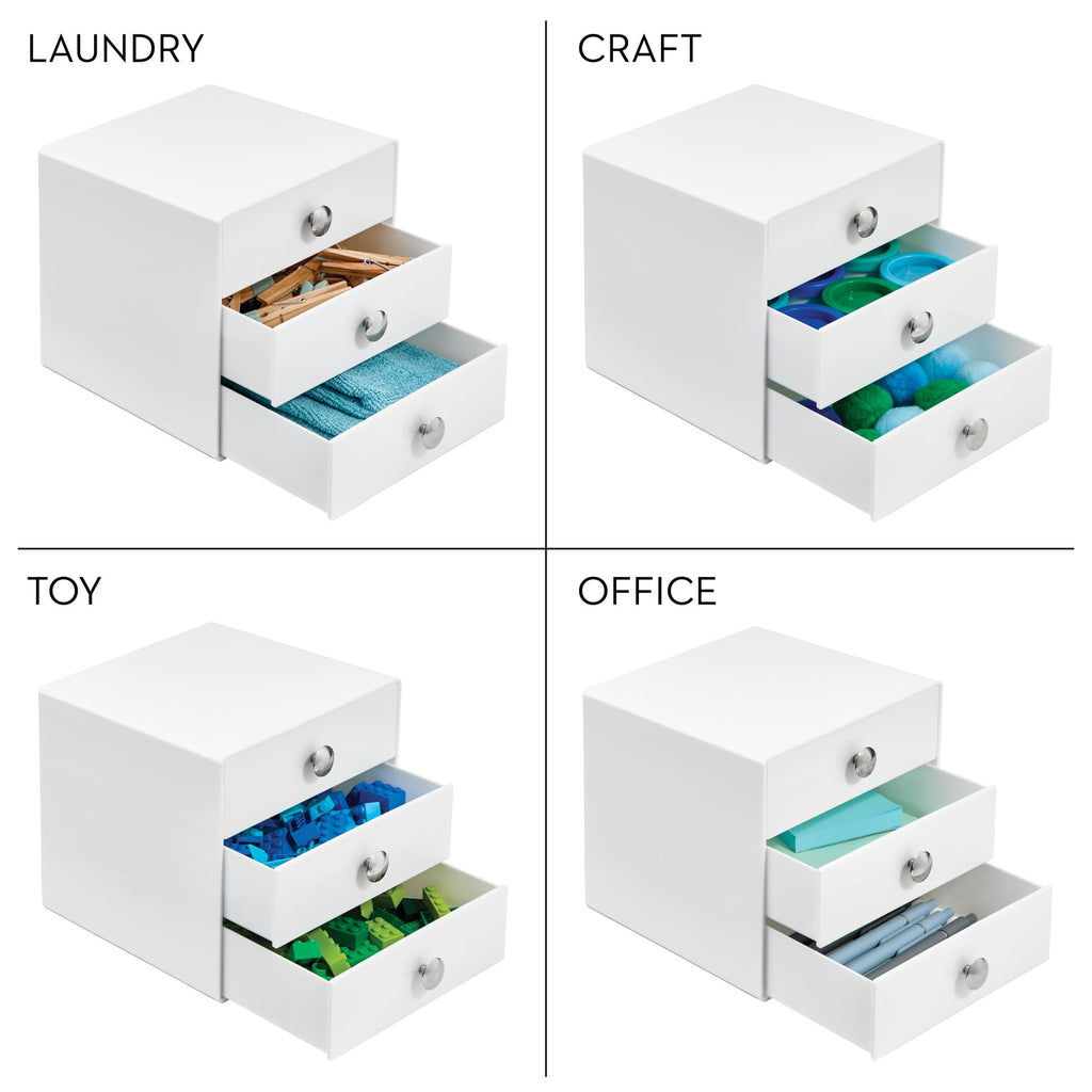 3-Drawer Plastic Vanity Organizer Set White Y418842