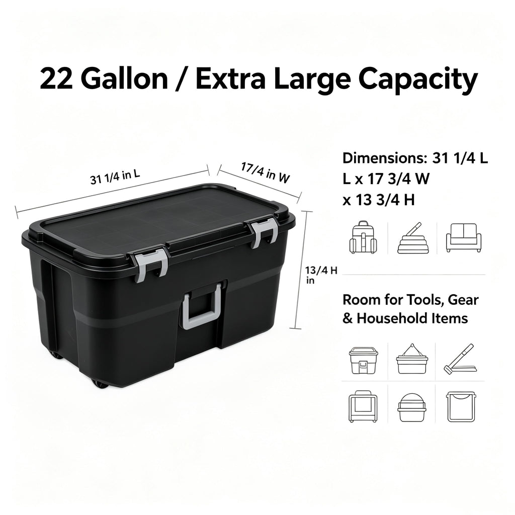 22 Gallon Wheeled Plastic Footlocker M8417