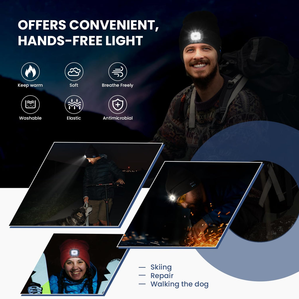 Bluetooth Beanie Hat with Light 2 Pack O84833