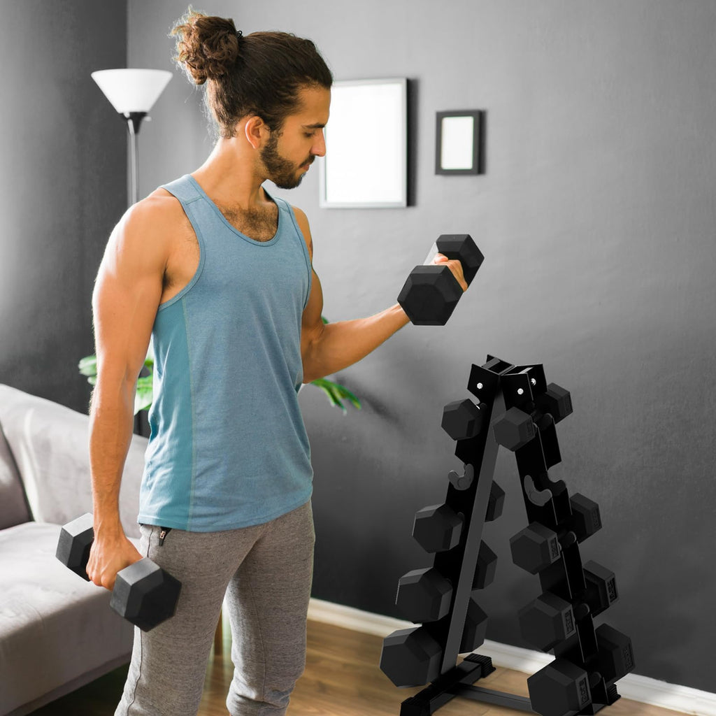 Rubber Coated Hex Dumbbell Set P239