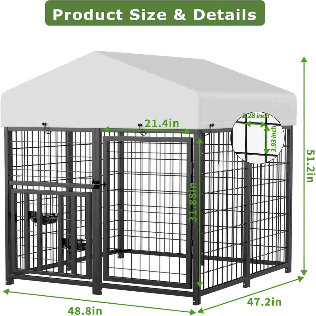 4 x 4 x 4.25 FT Outdoor Dog Kennel with Roof S2330