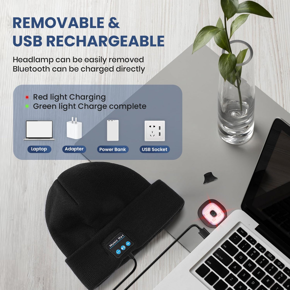 Bluetooth Beanie Hat with Light 2 Pack O84833