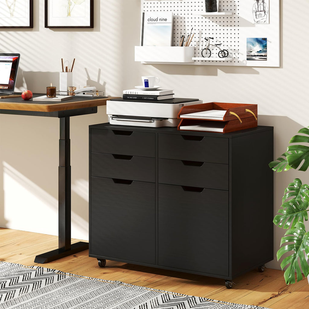 Black 4-Drawer Rolling File Cabinet V4881