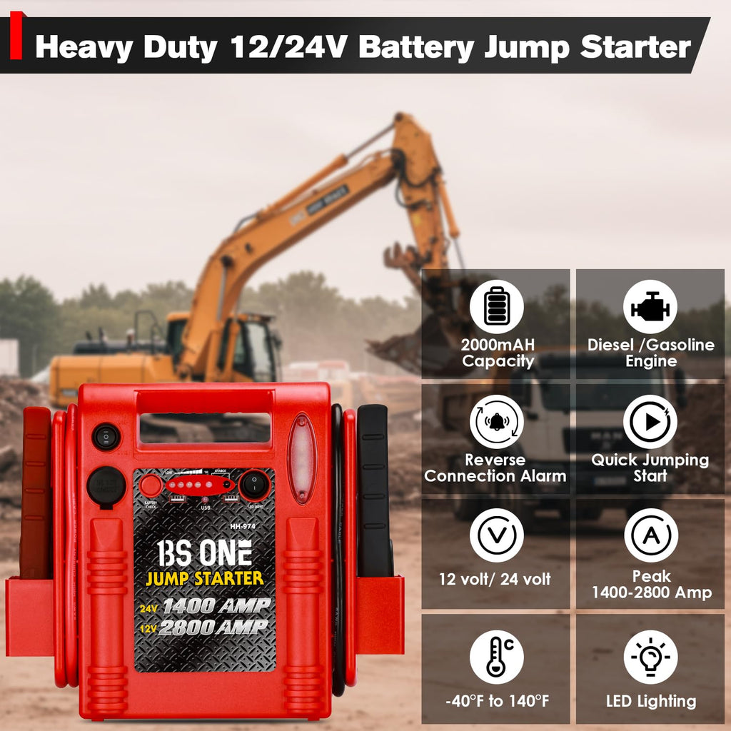 24V / 12V Heavy Duty Jump Starter with USB/DC Output and LED Light B67580