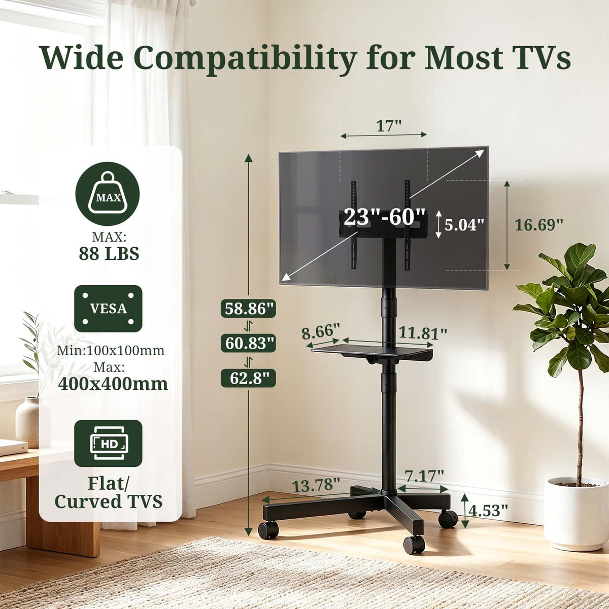 Rolling TV Stand for 23-60 Inch TVs S451209