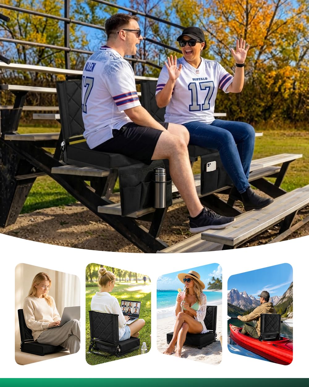 Stadium Seat with Back Support Black C94142