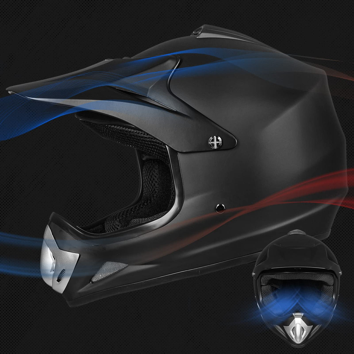 Youth Kids Full Face Motocross Helmet Matte Black Q708672
