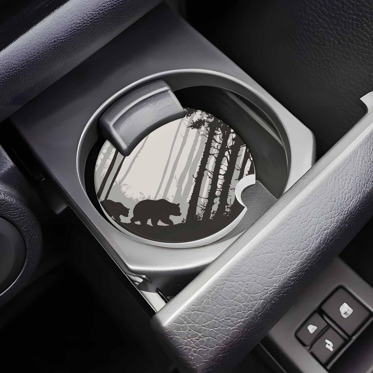Black Ceramic Stone Car Coasters Set of 2 M307613