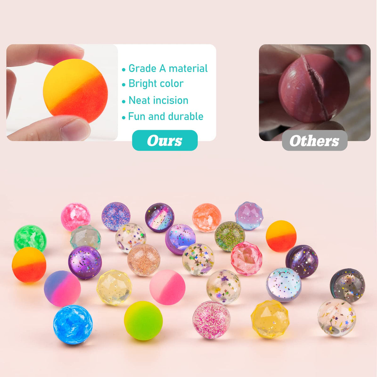 24 Pieces Bouncy Balls 32mm 6 Styles O8590