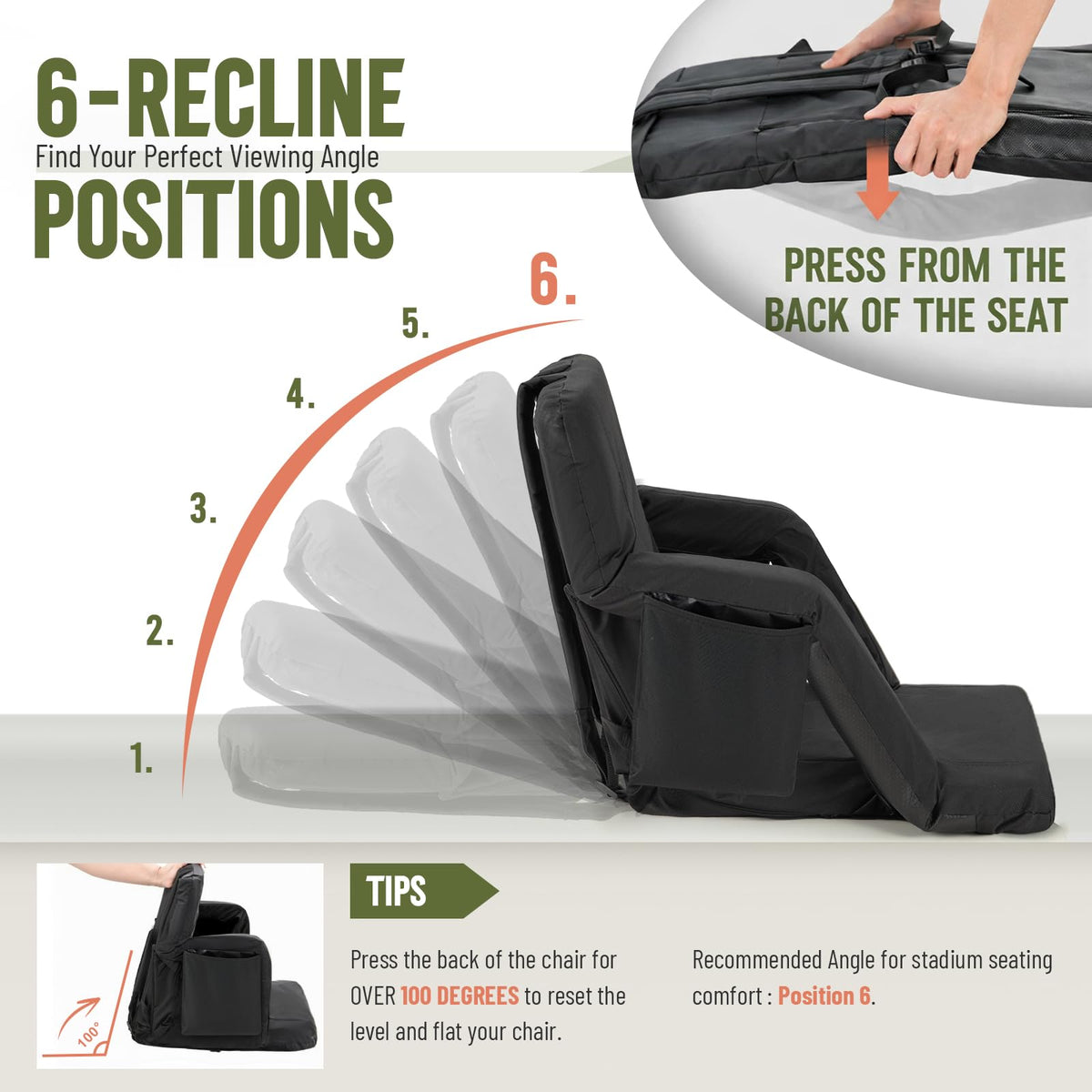 Stadium Seat with Back Support and Armrests, 2-Pack K300869