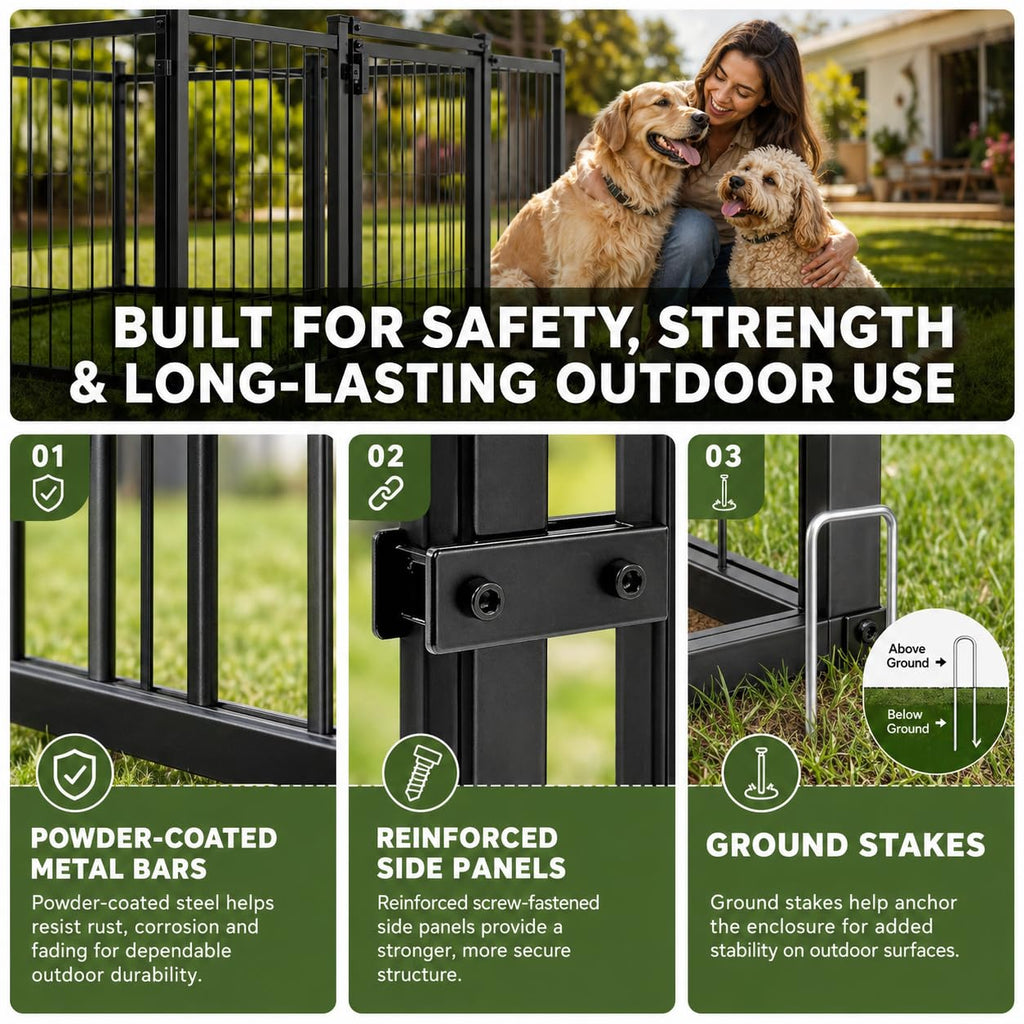 4 x 4 x 4.25 FT Outdoor Dog Kennel with Roof S2330