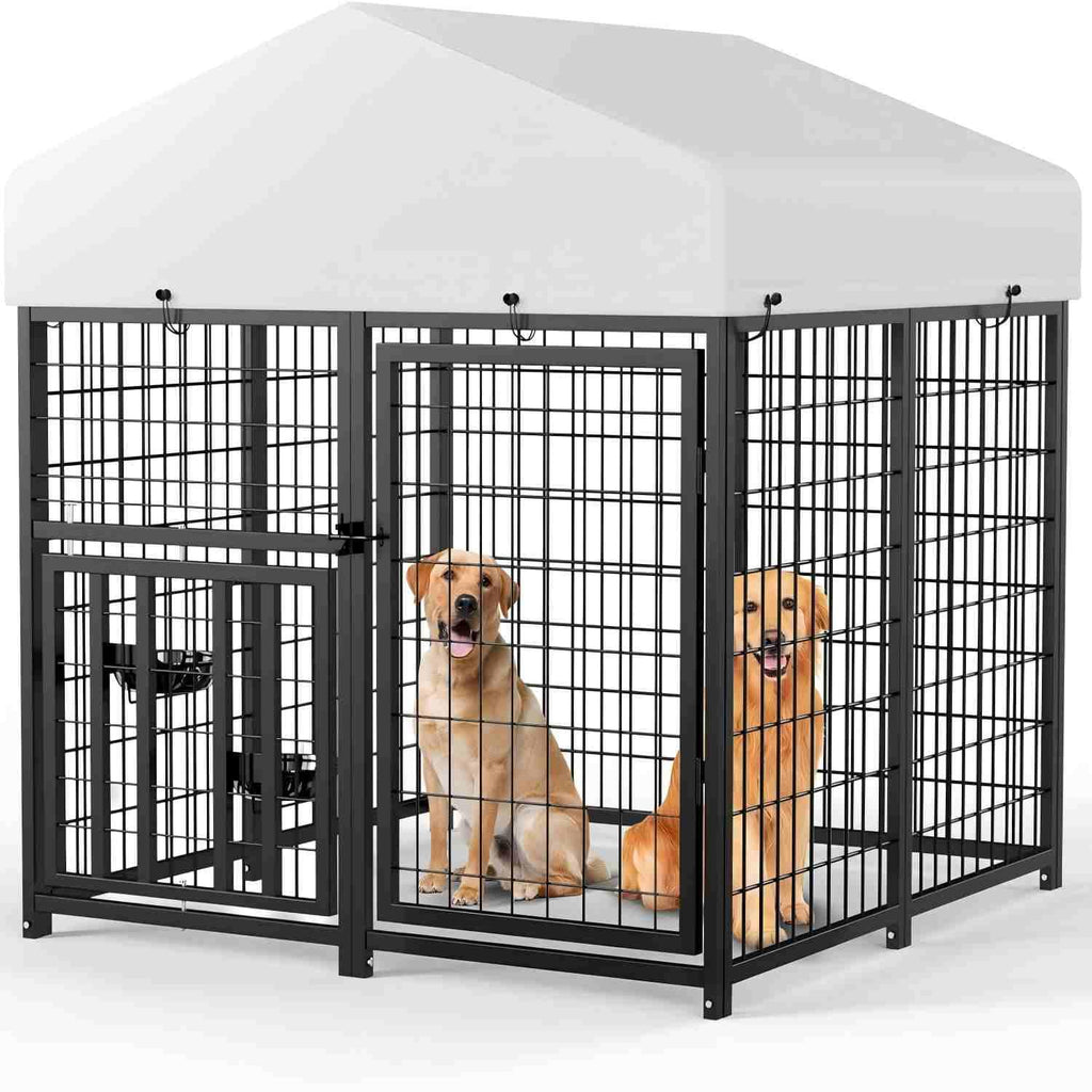 4 x 4 x 4.25 FT Outdoor Dog Kennel with Roof S2330