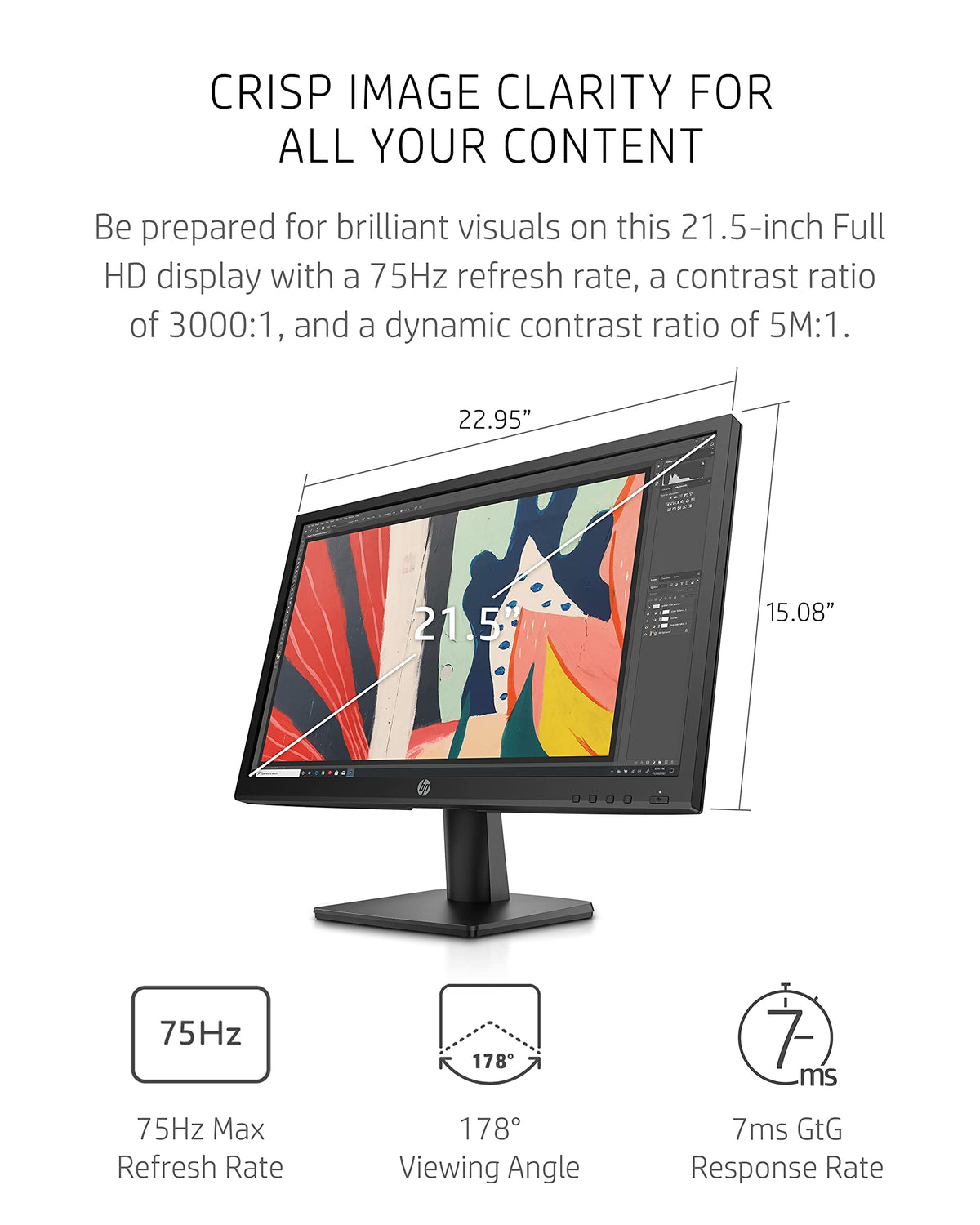 21.5-inch FHD 75Hz VA Monitor with HDMI & VGA Ports I340