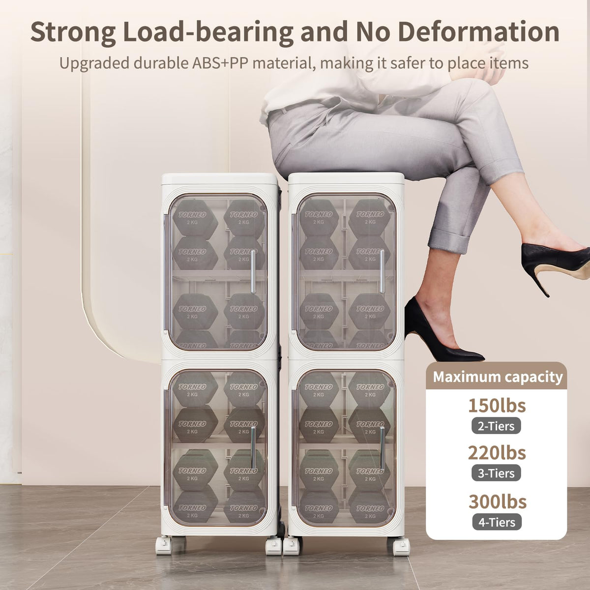 White 2 Tier Foldable Bathroom Storage Cabinet Z9249
