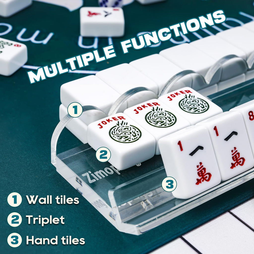 Clear Acrylic 17.5inch Mahjong Racks with Magnetic Pushers, 4 PCS G877428