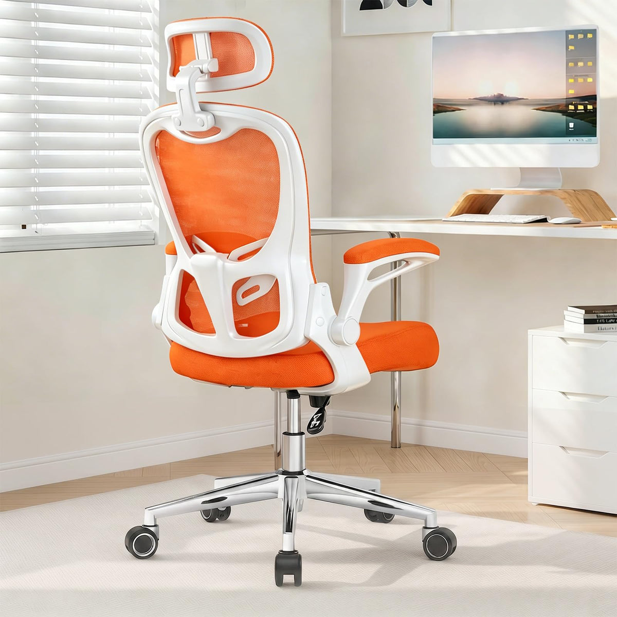Ergonomic Breathable Mesh Office Chair with Flip-Up Arms W186