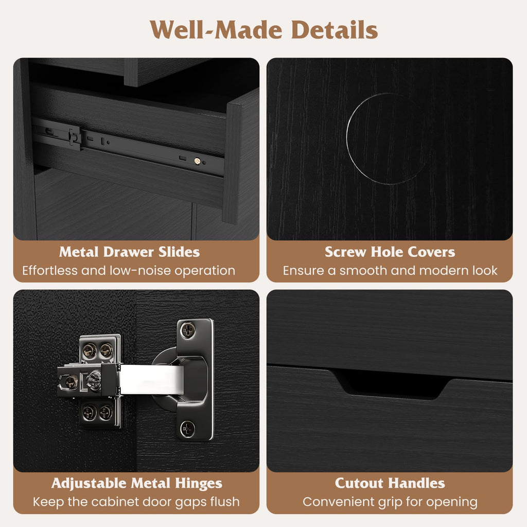 Black 4-Drawer Rolling File Cabinet V4881