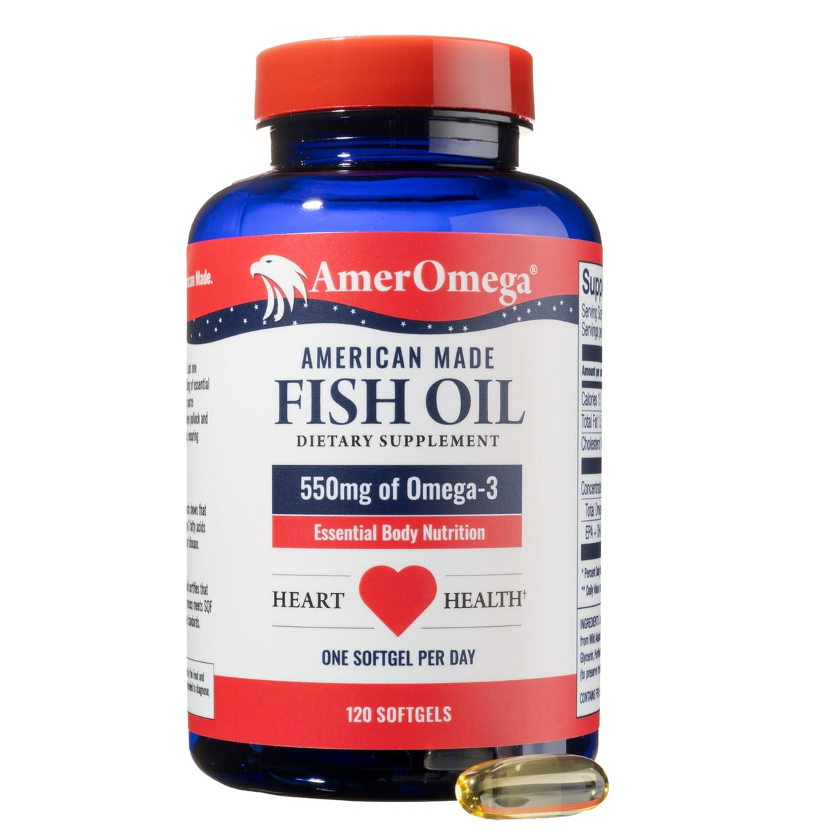 Omega-3 Fish Oil 550mg 120 Servings Wild Caught Alaska Pollock Triglyceride Form W8802