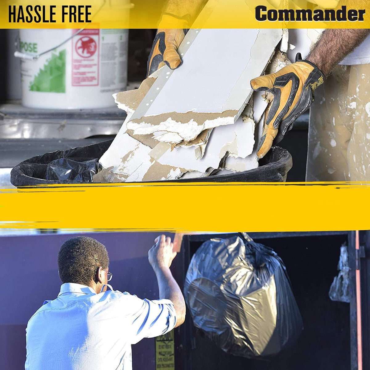 55 Gallon Heavy Duty Contractor Bags with Flap Ties, Pack of 20 V8143