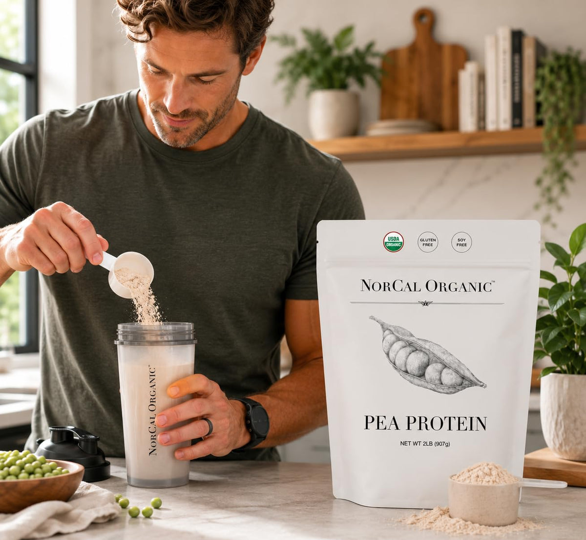 Organic Pea Protein Isolate, Unflavored, Vegan, 2 lb F585694