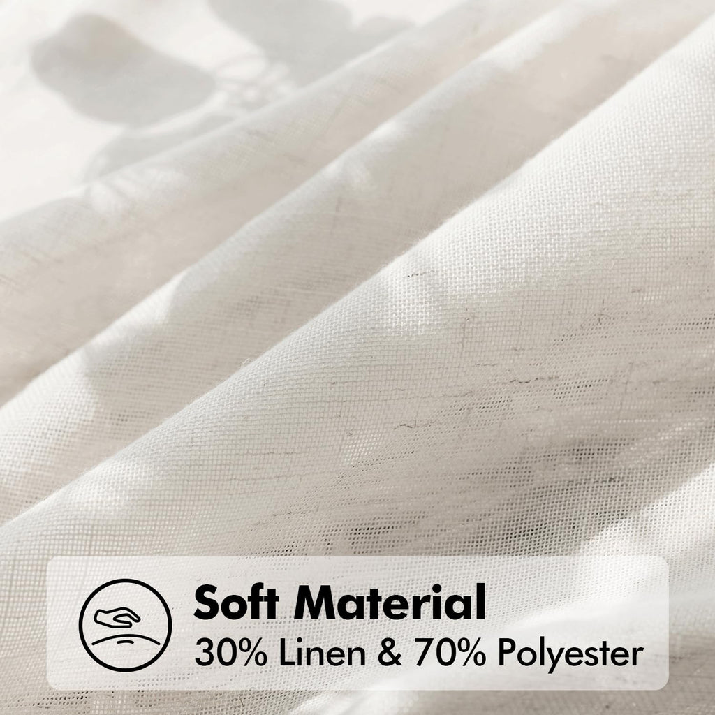 Natural White Semi Sheer Linen Curtains 120 inch 2 Panels X94609
