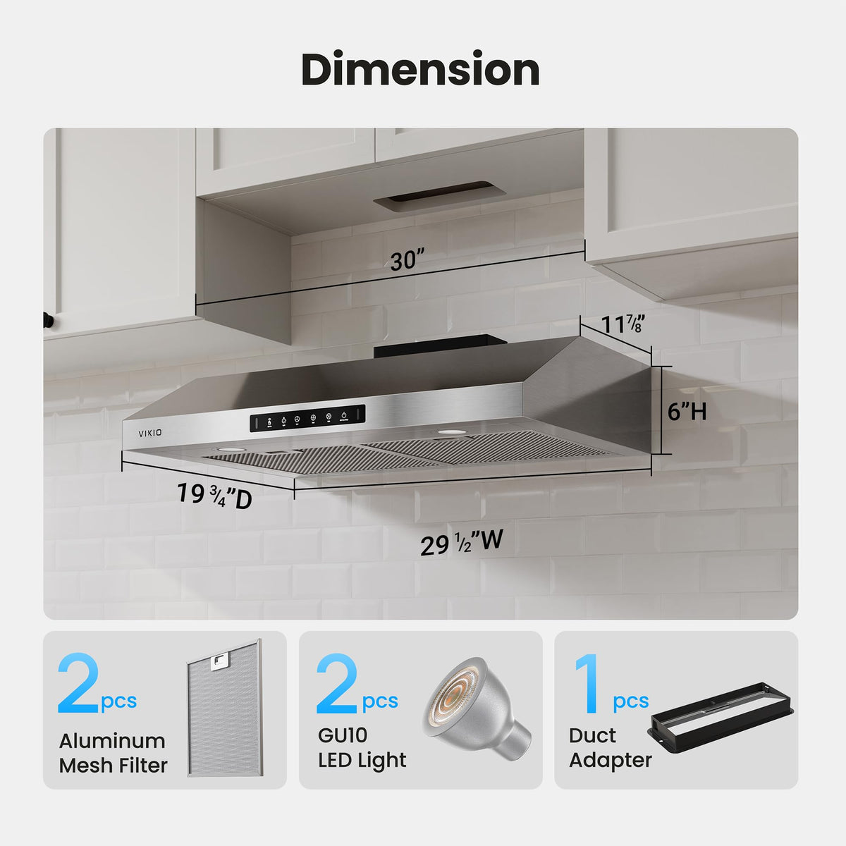 30 Inch Under Cabinet Range Hood 900 CFM Dual Motor B964
