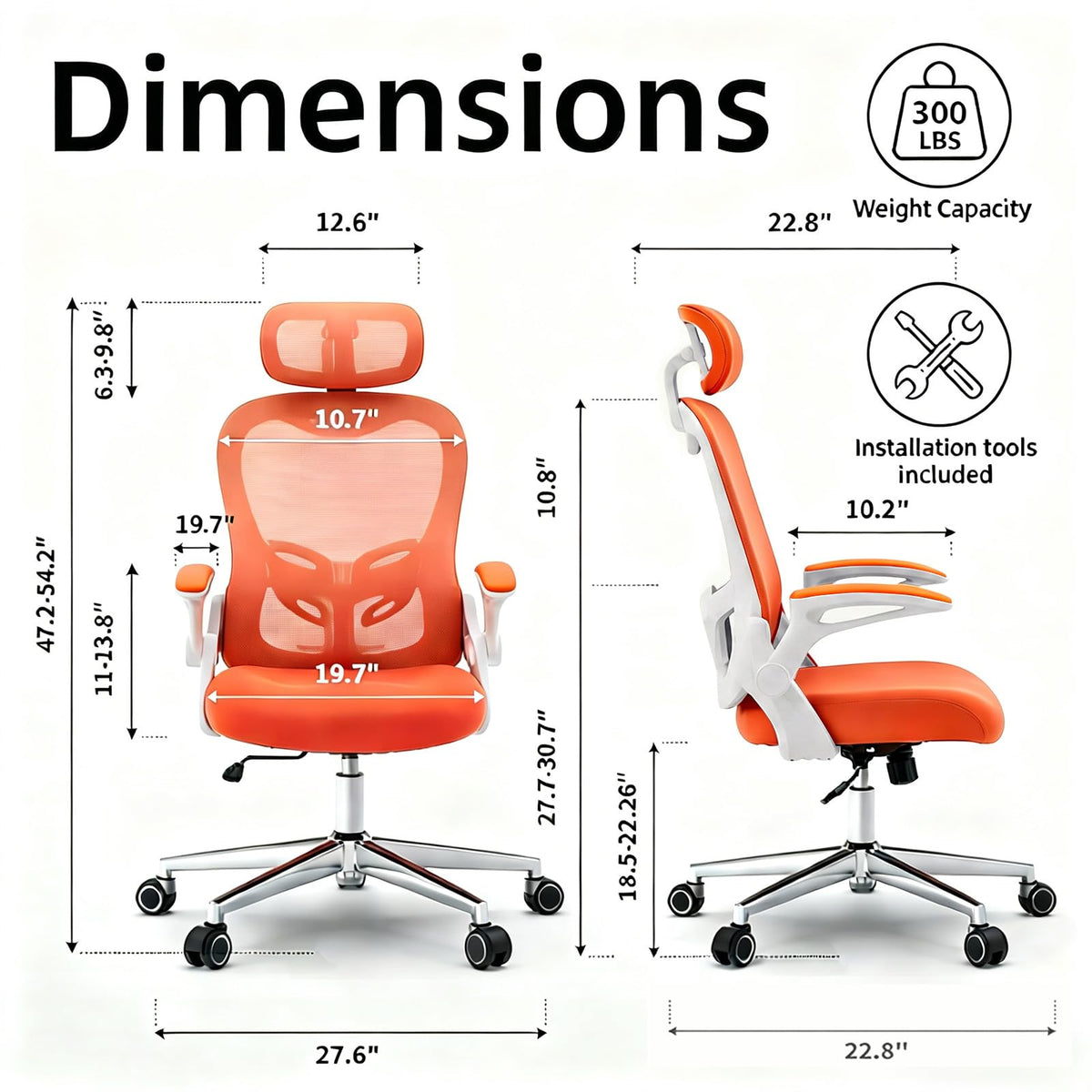 Ergonomic Breathable Mesh Office Chair with Flip-Up Arms W186
