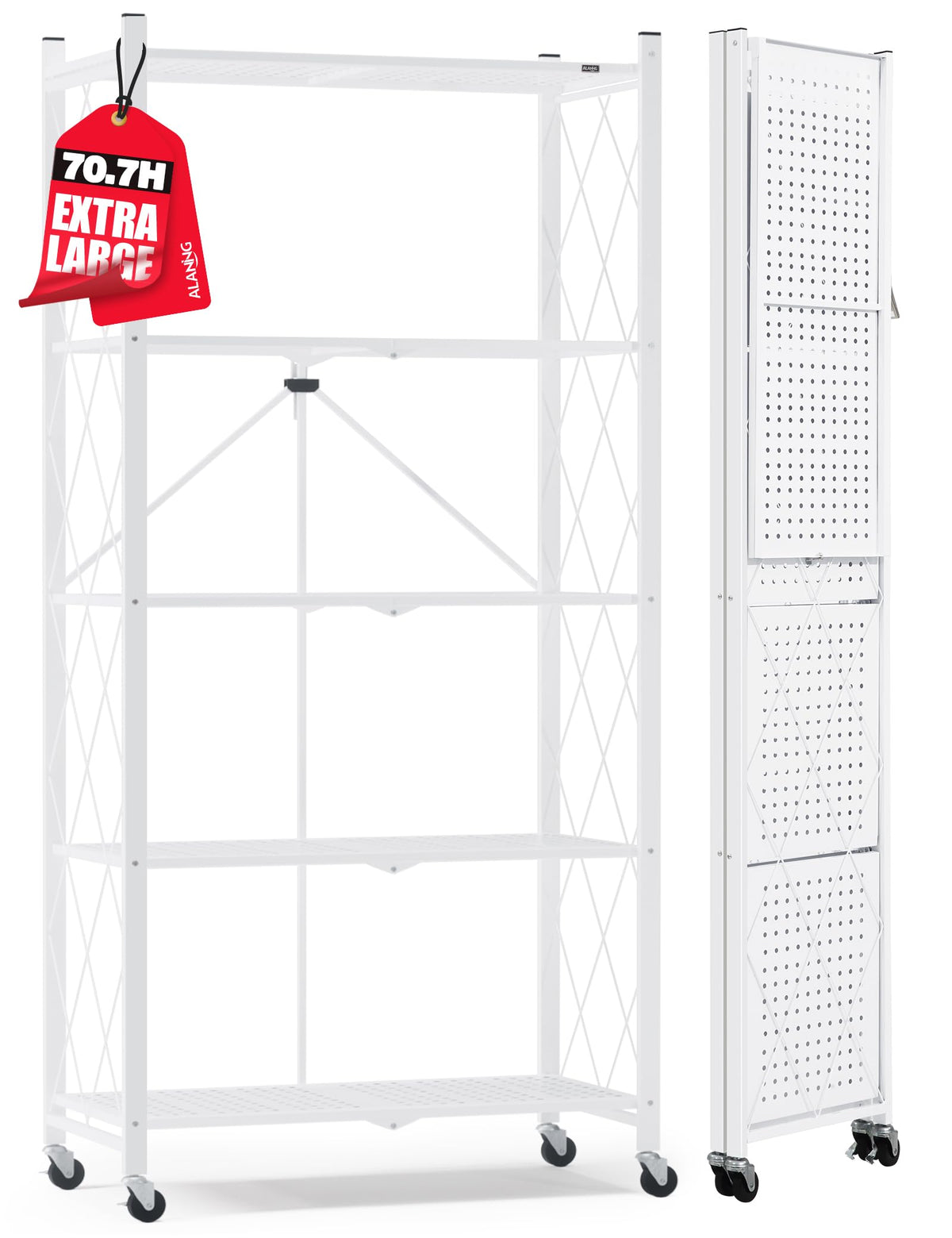 70.7" H 5 Tier Metal Storage Shelves on Wheels Q736749