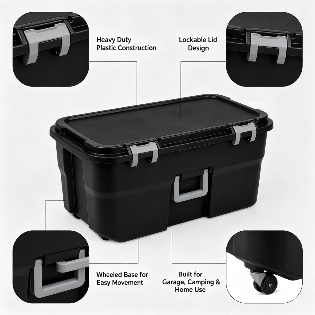 22 Gallon Wheeled Plastic Footlocker M8417