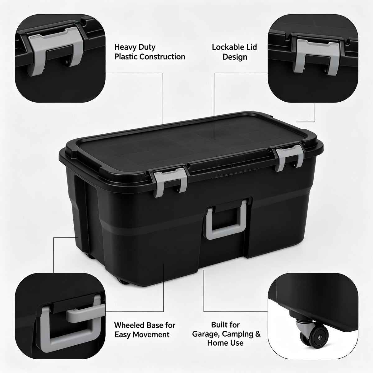 22 Gallon Wheeled Plastic Footlocker M8417