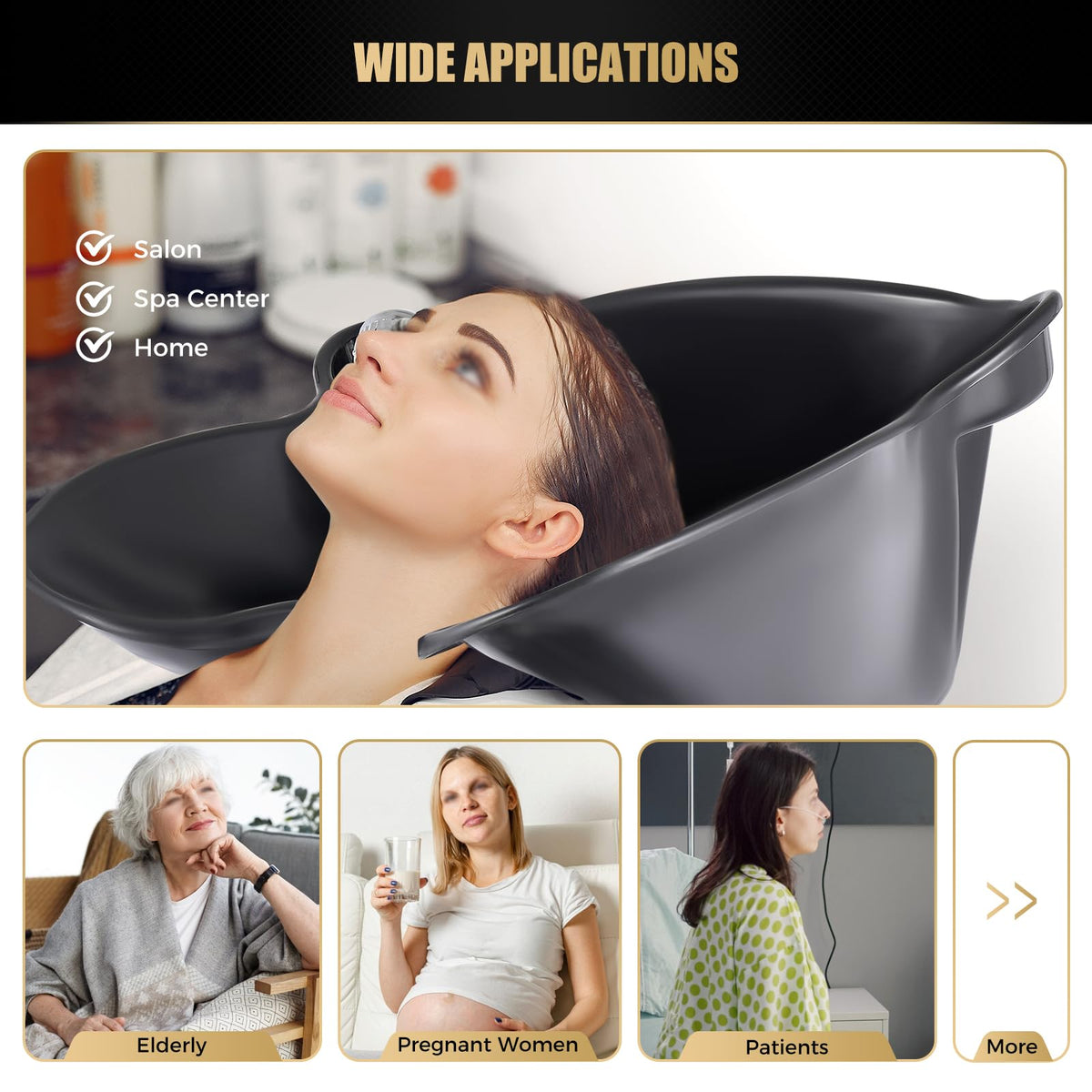 Portable 20L Hair Washing Shampoo Bowl Basin Black Z7989