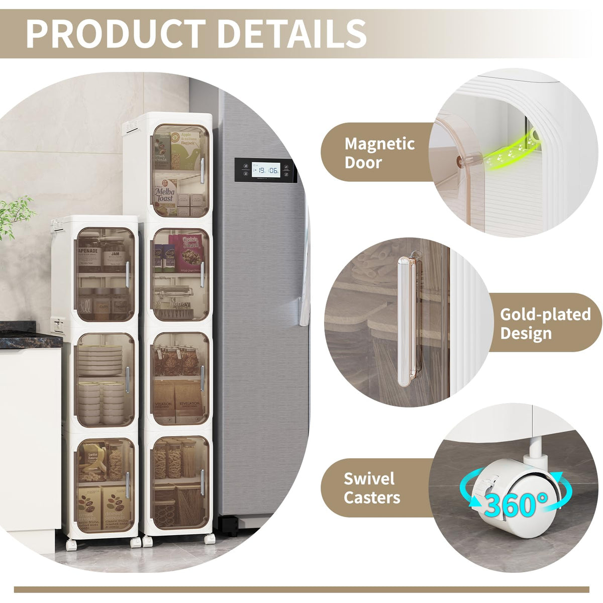 White 2 Tier Foldable Bathroom Storage Cabinet Z9249
