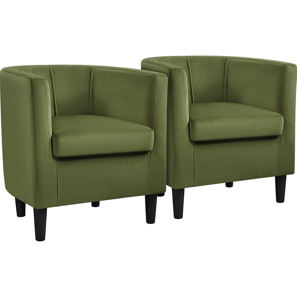 Barrel Accent Chairs Set of 2 Olive Green E789
