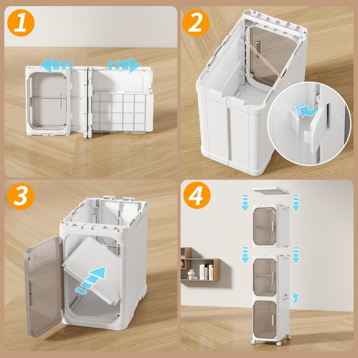 White 2 Tier Foldable Bathroom Storage Cabinet Z9249
