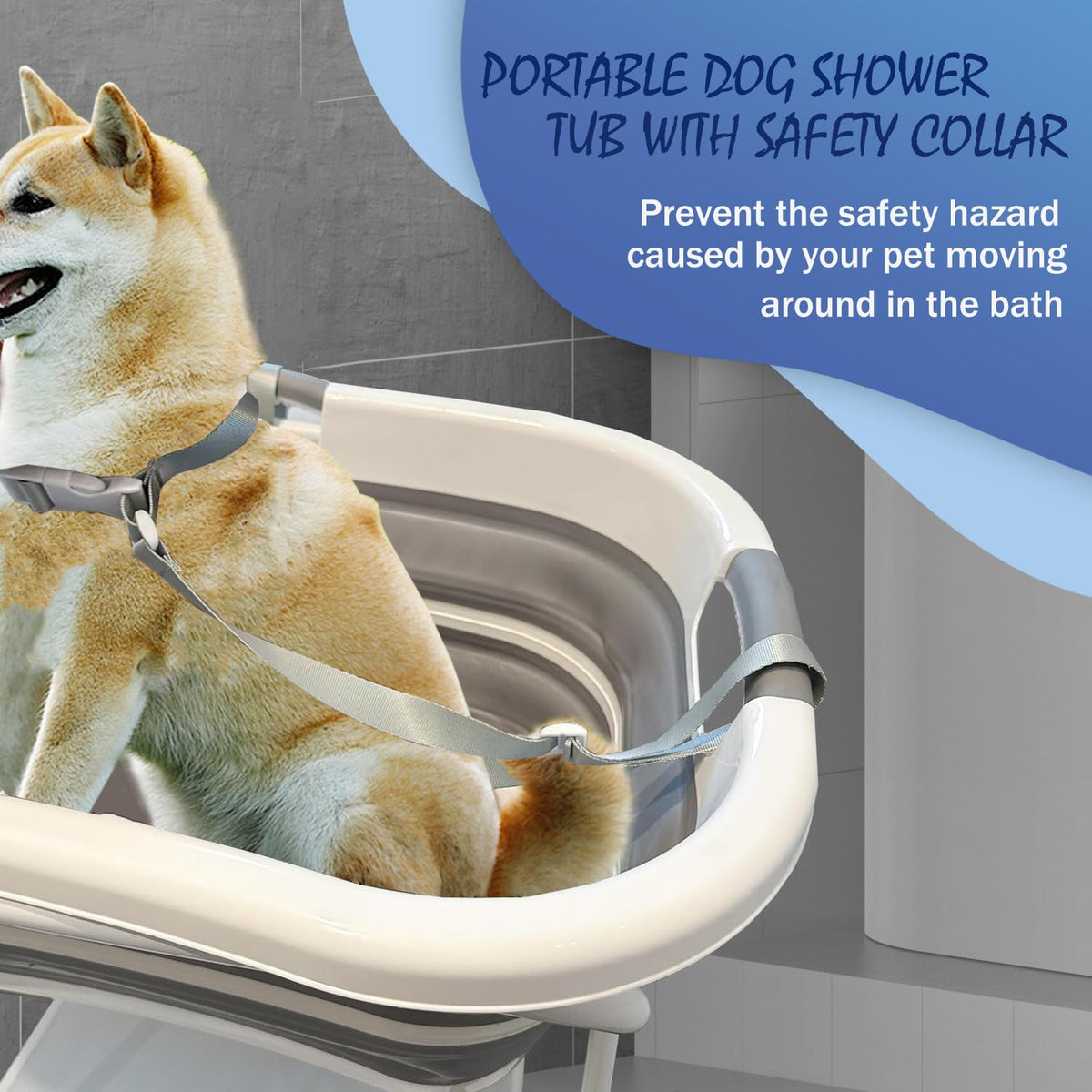 Portable Collapsible Elevated Pet Tub with Built-in Drainage System L8116