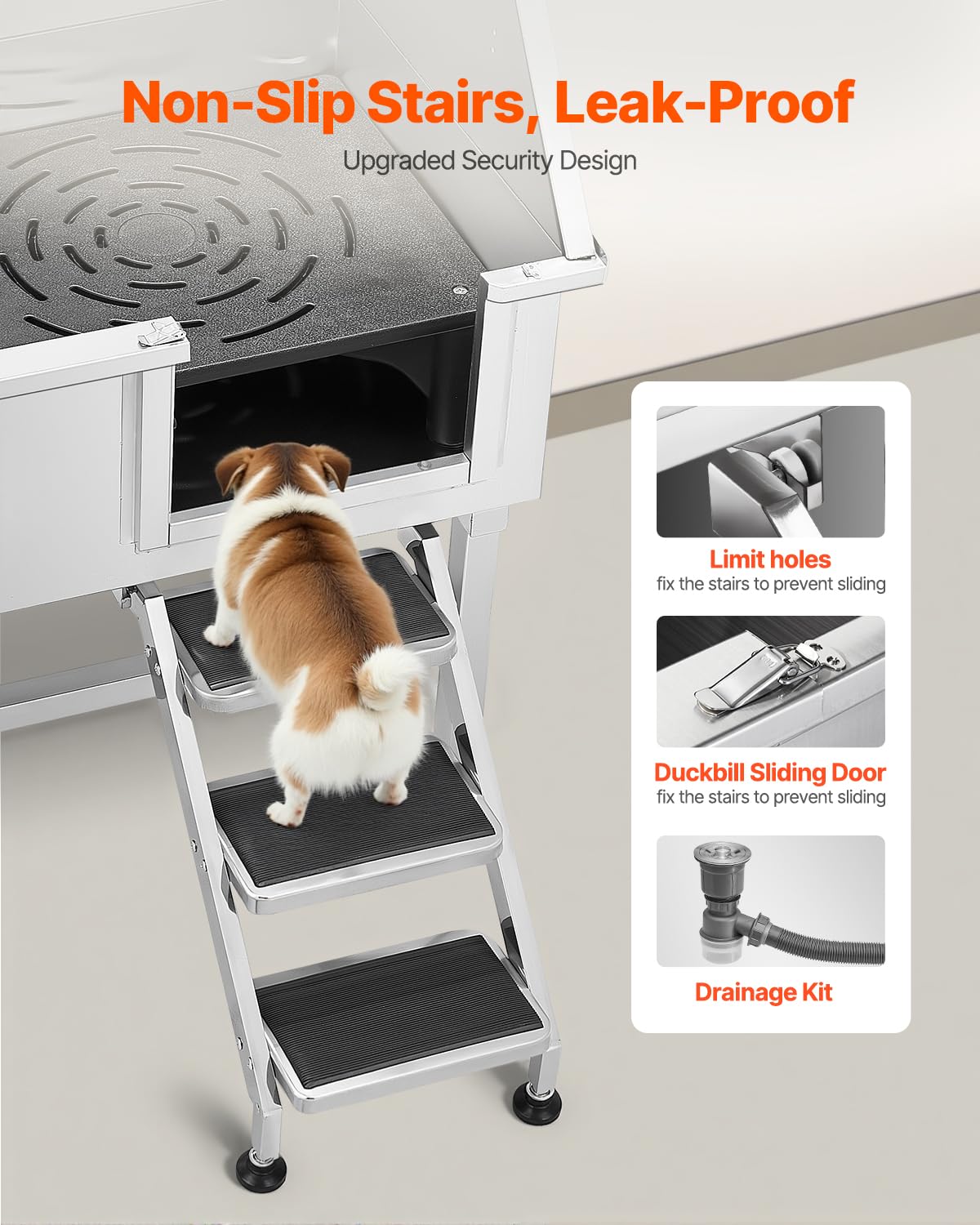 38 Inch Stainless Steel Dog Washing Station with Hot & Cold Faucet T7547