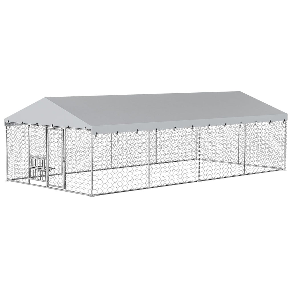 10×20FT Heavy Duty Chain Link Dog Kennel with Roof D8387