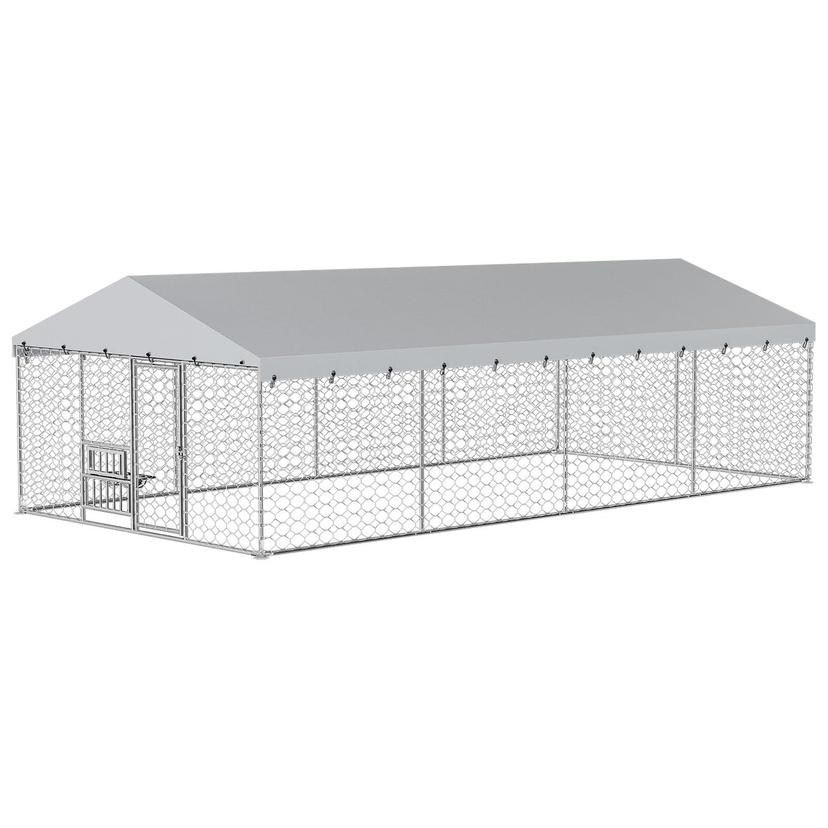 10×20FT Heavy Duty Chain Link Dog Kennel with Roof D8387