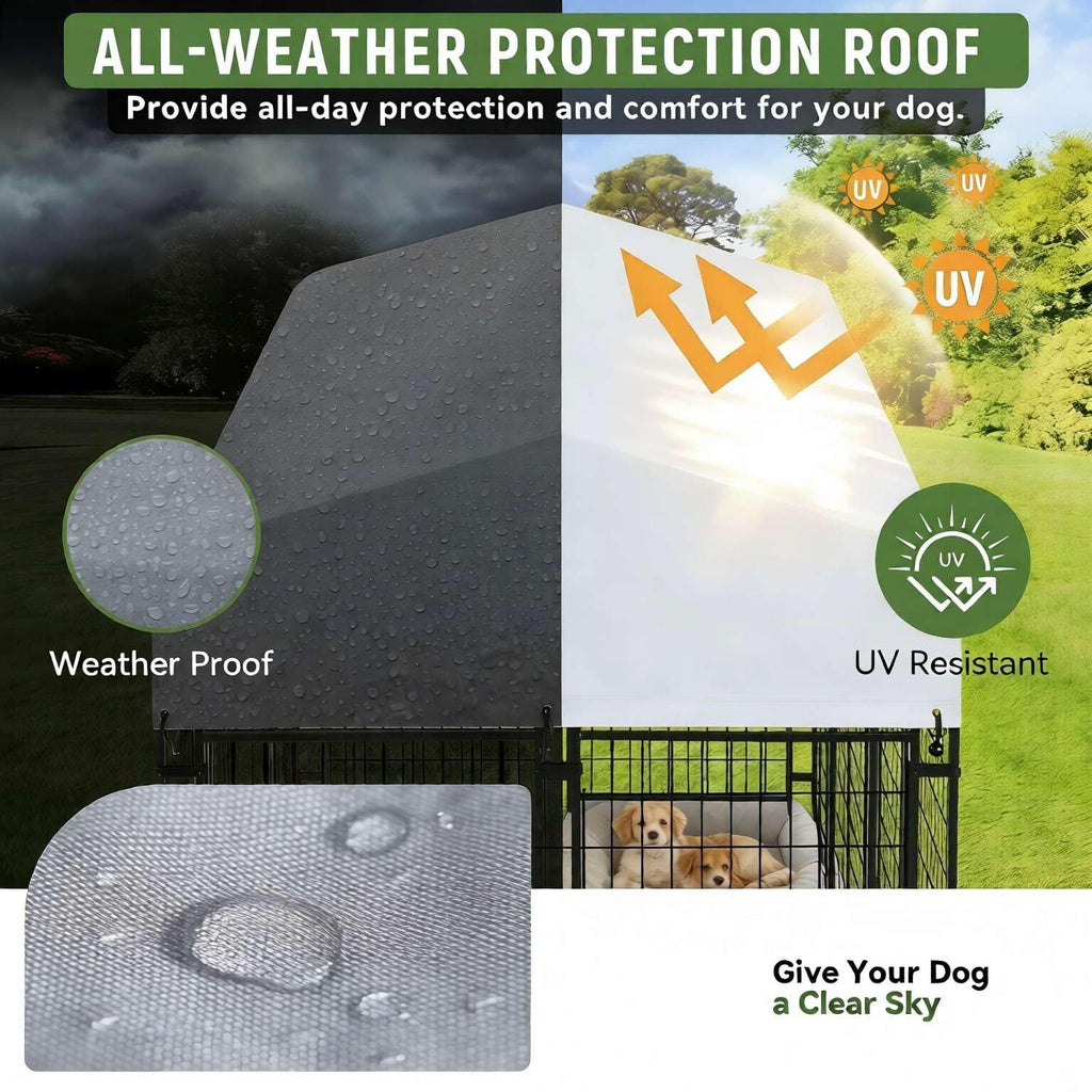 4 x 4 x 4.25 FT Outdoor Dog Kennel with Roof S2330