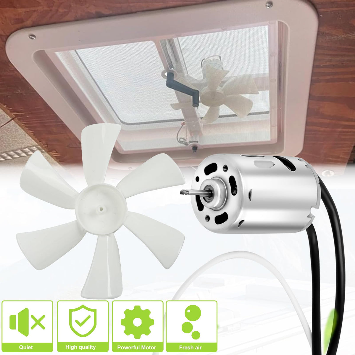 14" RV Roof Vent with 12V Fan, White A641100
