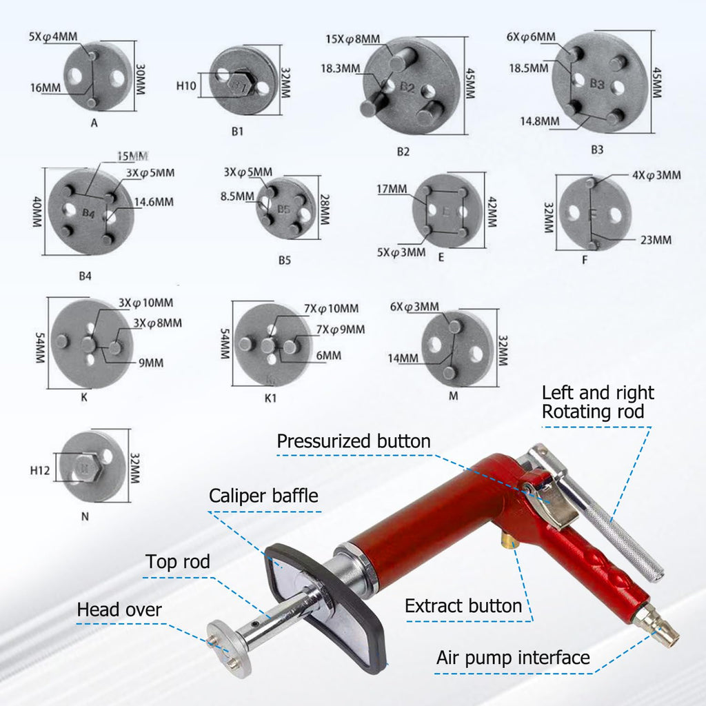 28-Piece Heavy Duty Pneumatic Brake Caliper Compression Tool Set with 23 Adapters S855444