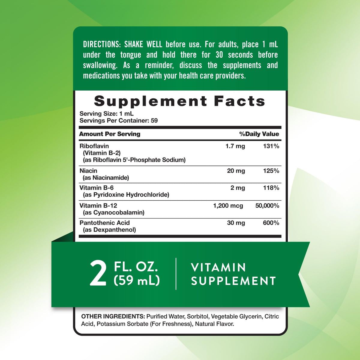 Sublingual B Complex 2 Fluid Ounces W3530