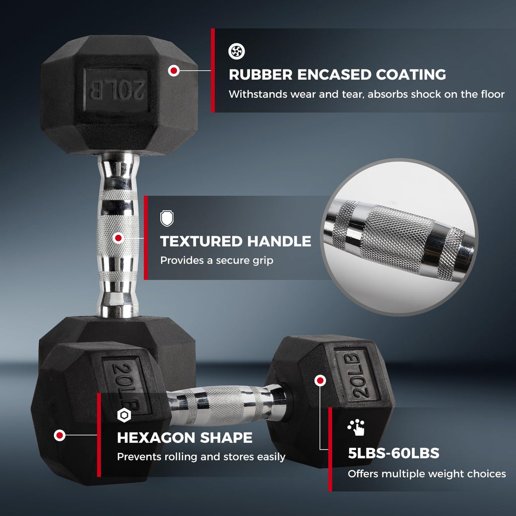 Rubber Coated Hex Dumbbell Set P239