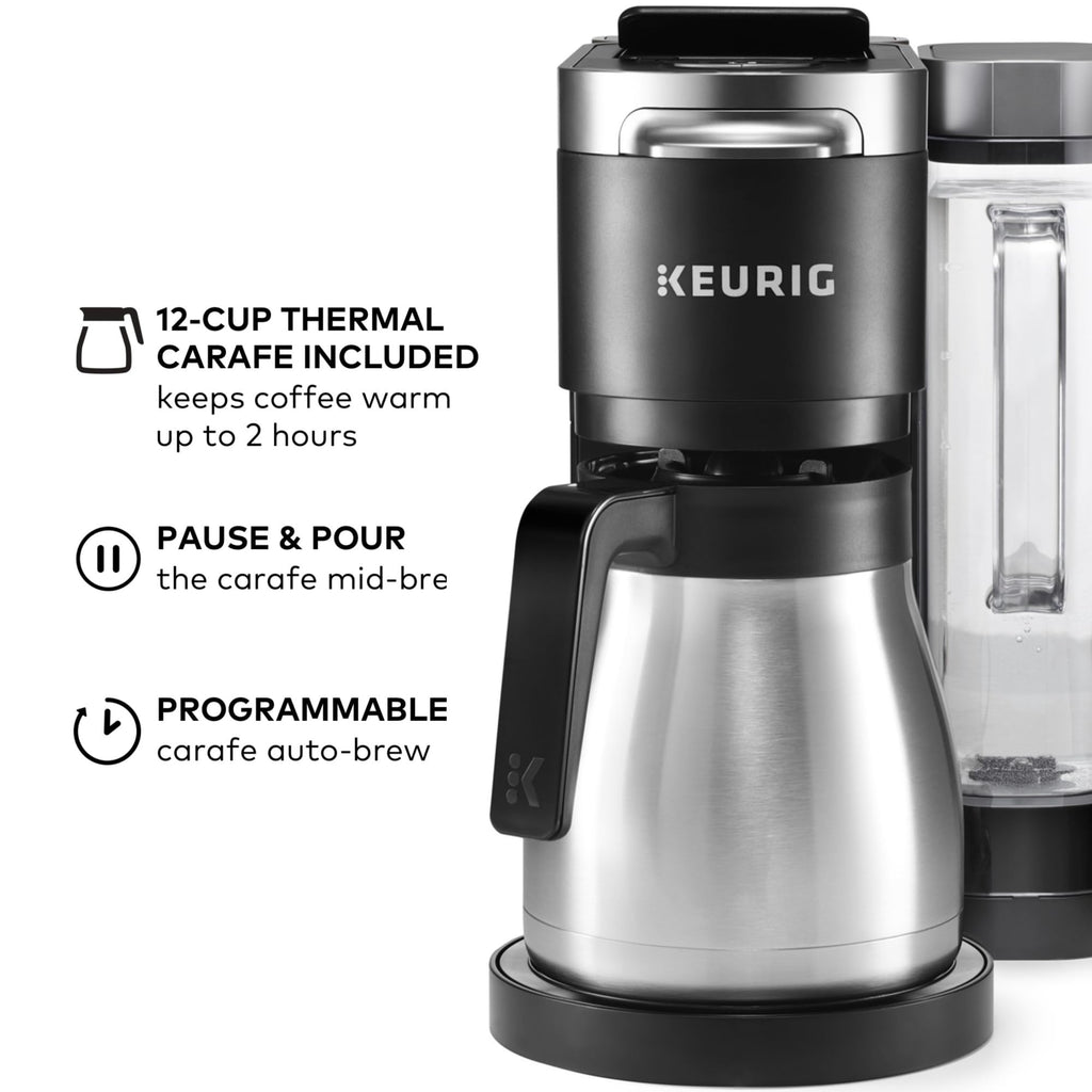 Single Serve & Carafe Coffee Maker, 60oz Removable Reservoir, Black V5737