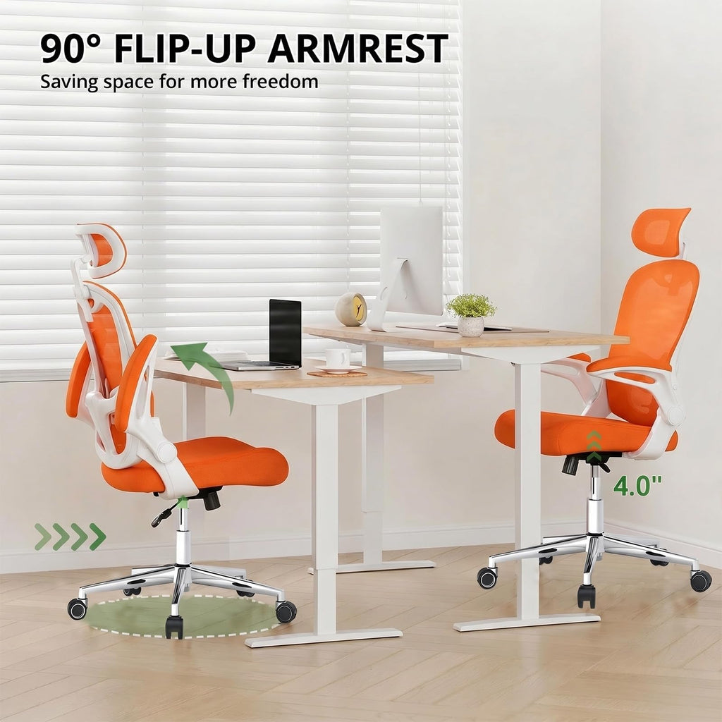 Ergonomic Breathable Mesh Office Chair with Flip-Up Arms W186