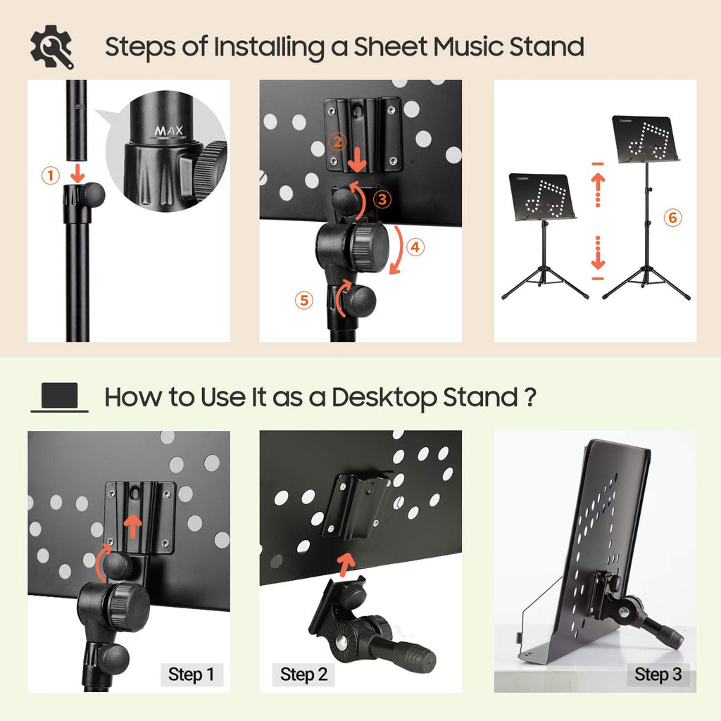 Adjustable Metal Sheet Music Stand with Carry Bag U59734