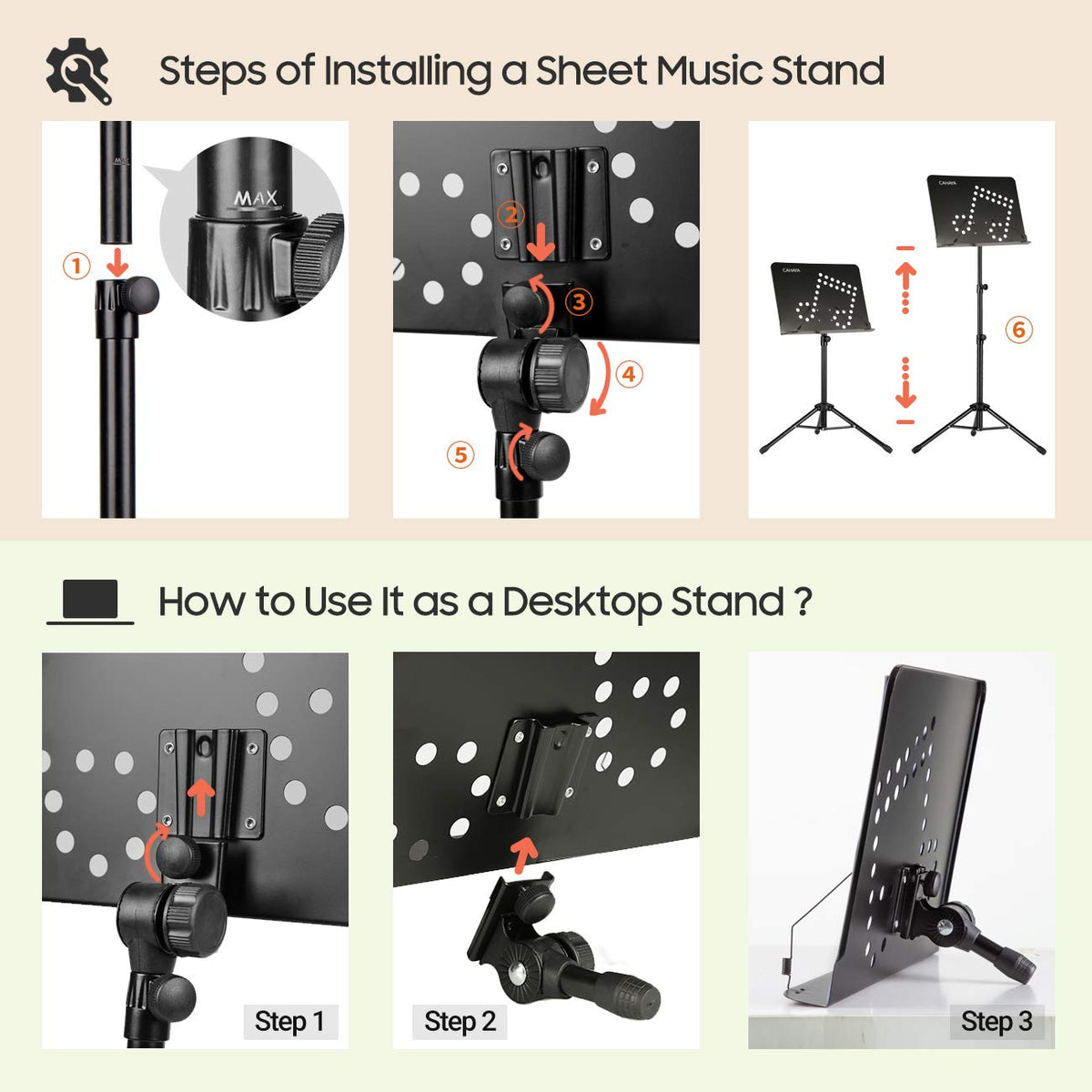 Adjustable Metal Sheet Music Stand with Carry Bag U59734