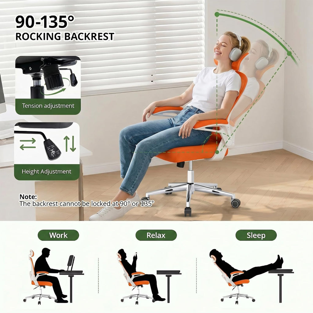 Ergonomic Breathable Mesh Office Chair with Flip-Up Arms W186