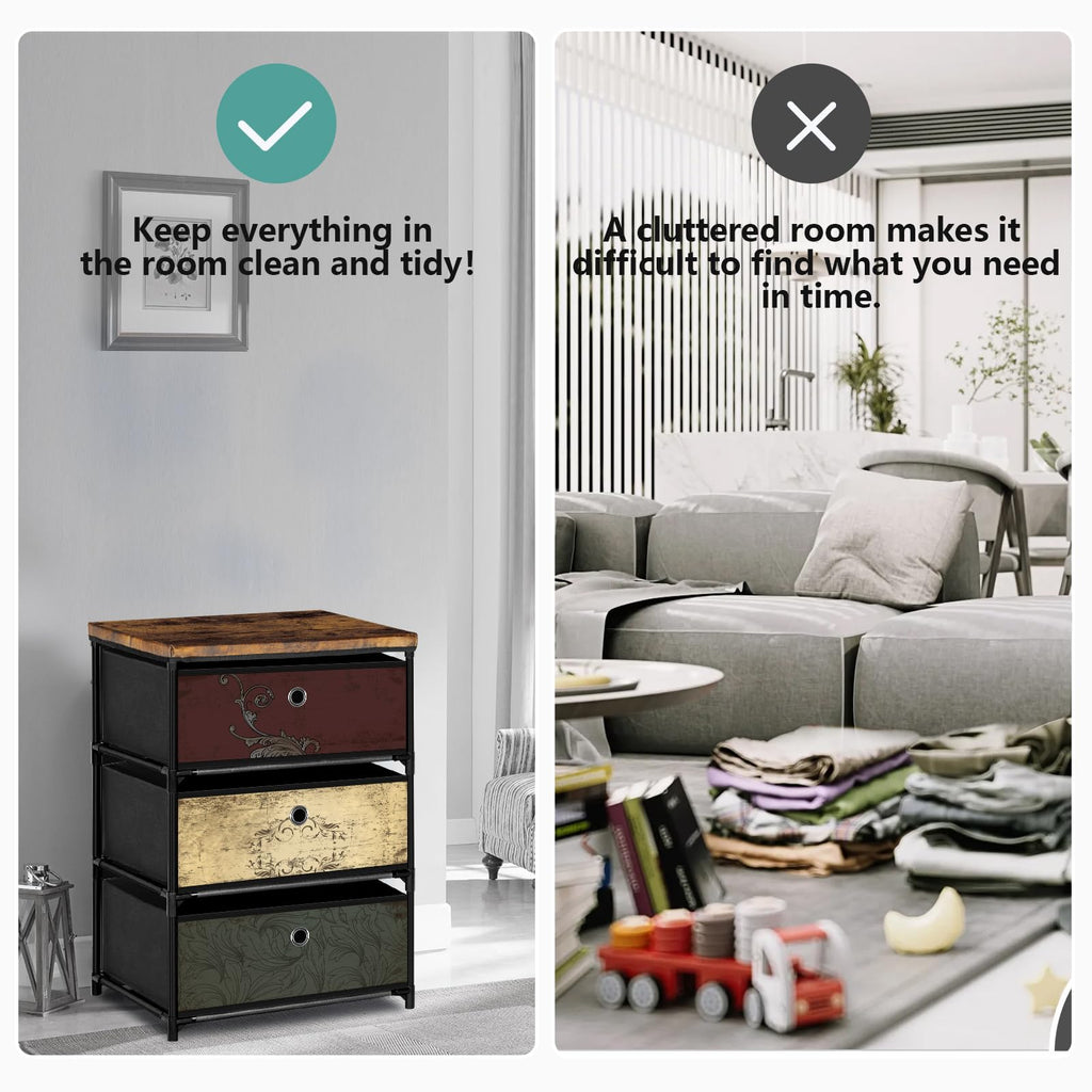 3 Drawer Fabric Nightstand P926